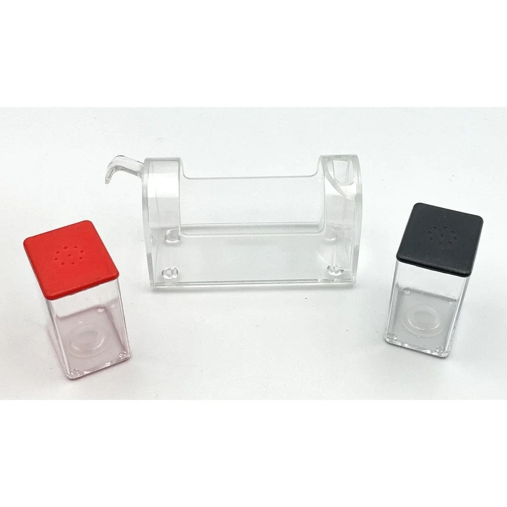 Vintage 1970s Clear‎ Plastic Mailbox Salt And Pepper Shakers Toothpick Holder